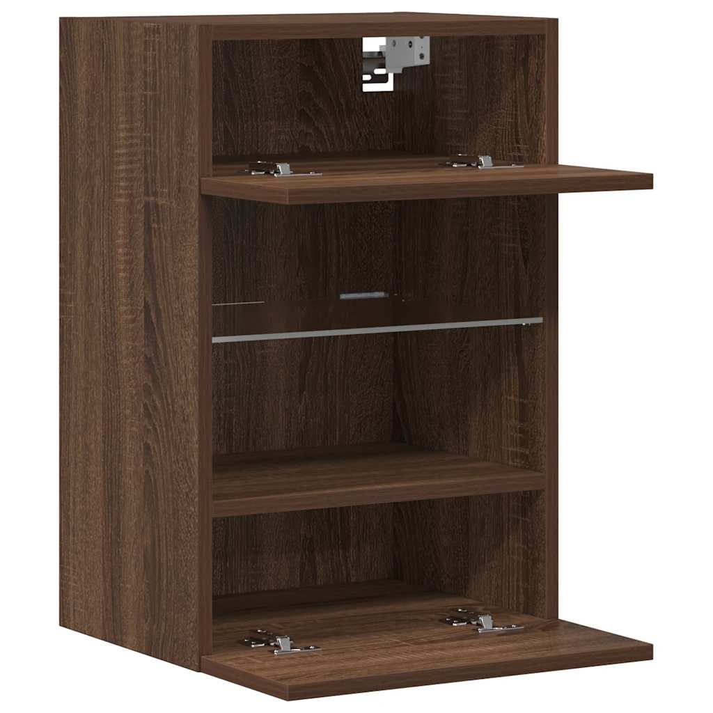 Nástenné skrinky s LED osvetlením pre TV 2 st brun ek 40x30x60,5 cm
