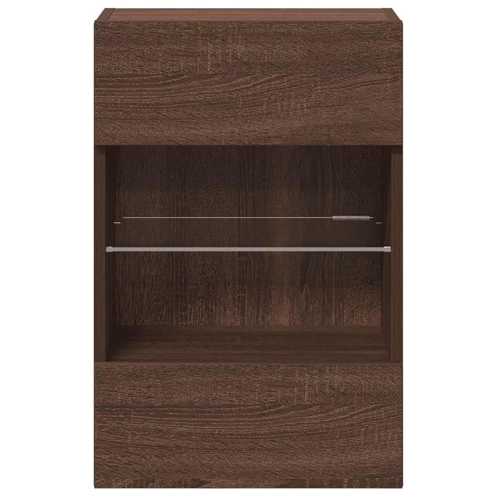 Nástenné skrinky s LED osvetlením pre TV 2 st brun ek 40x30x60,5 cm