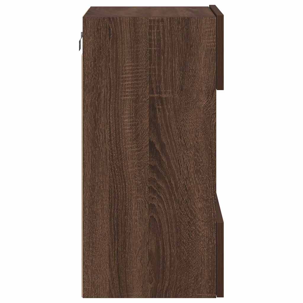 Nástenné skrinky s LED osvetlením pre TV 2 st brun ek 40x30x60,5 cm