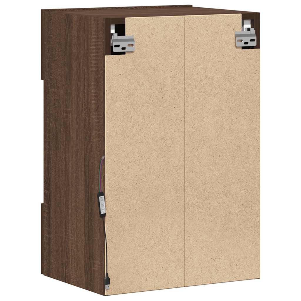 Nástenné skrinky s LED osvetlením pre TV 2 st brun ek 40x30x60,5 cm