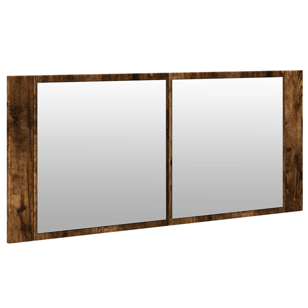 Badrumsspegel Spegelskåp LED Rökfärgad Ek 100x12x45 cm