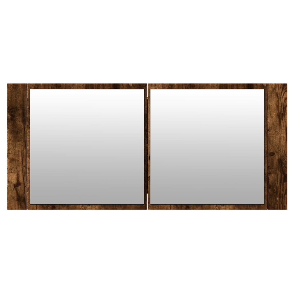 Badrumsspegel Spegelskåp LED Rökfärgad Ek 100x12x45 cm