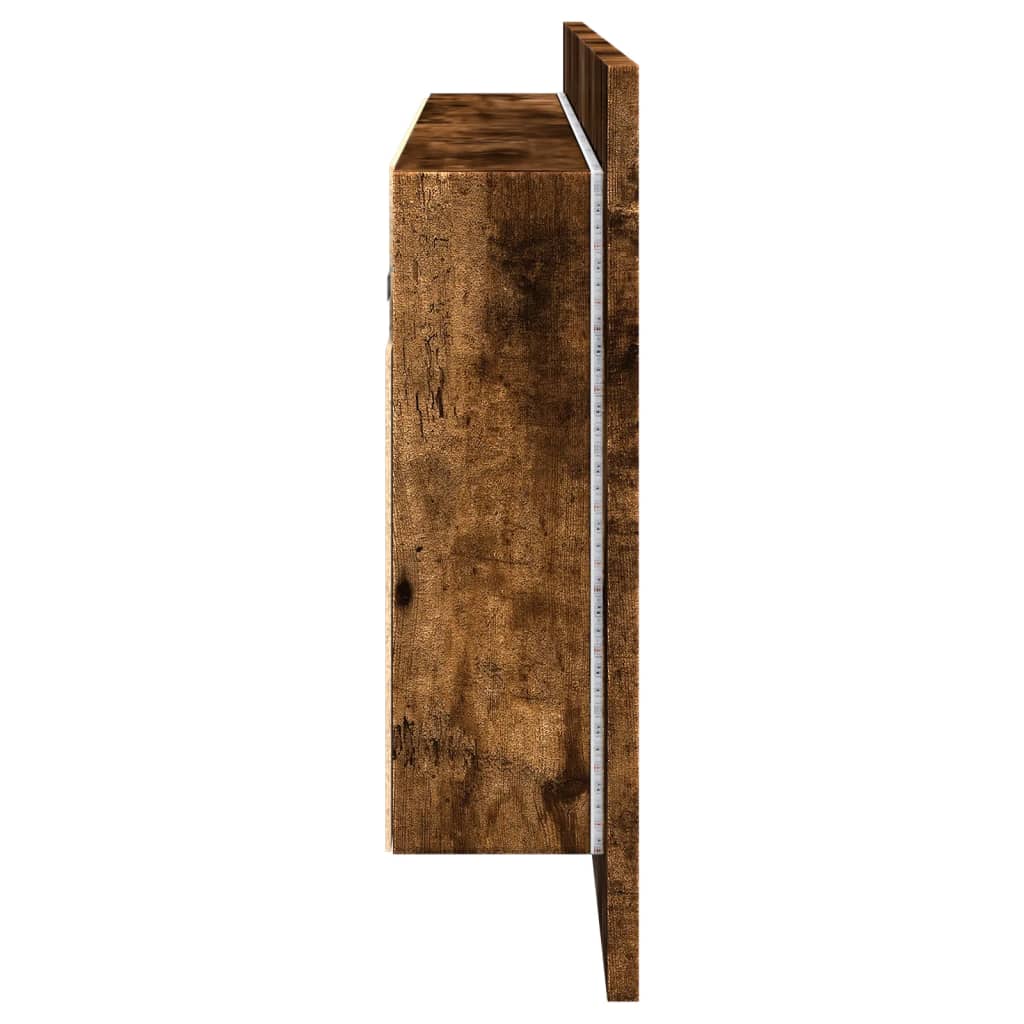 Badrumsspegel Spegelskåp LED Rökfärgad Ek 100x12x45 cm