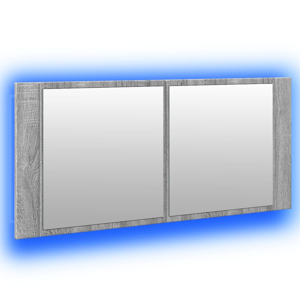 Badrumsspegel Spegelskåp LED Sonoma Grå 100x12x45 cm