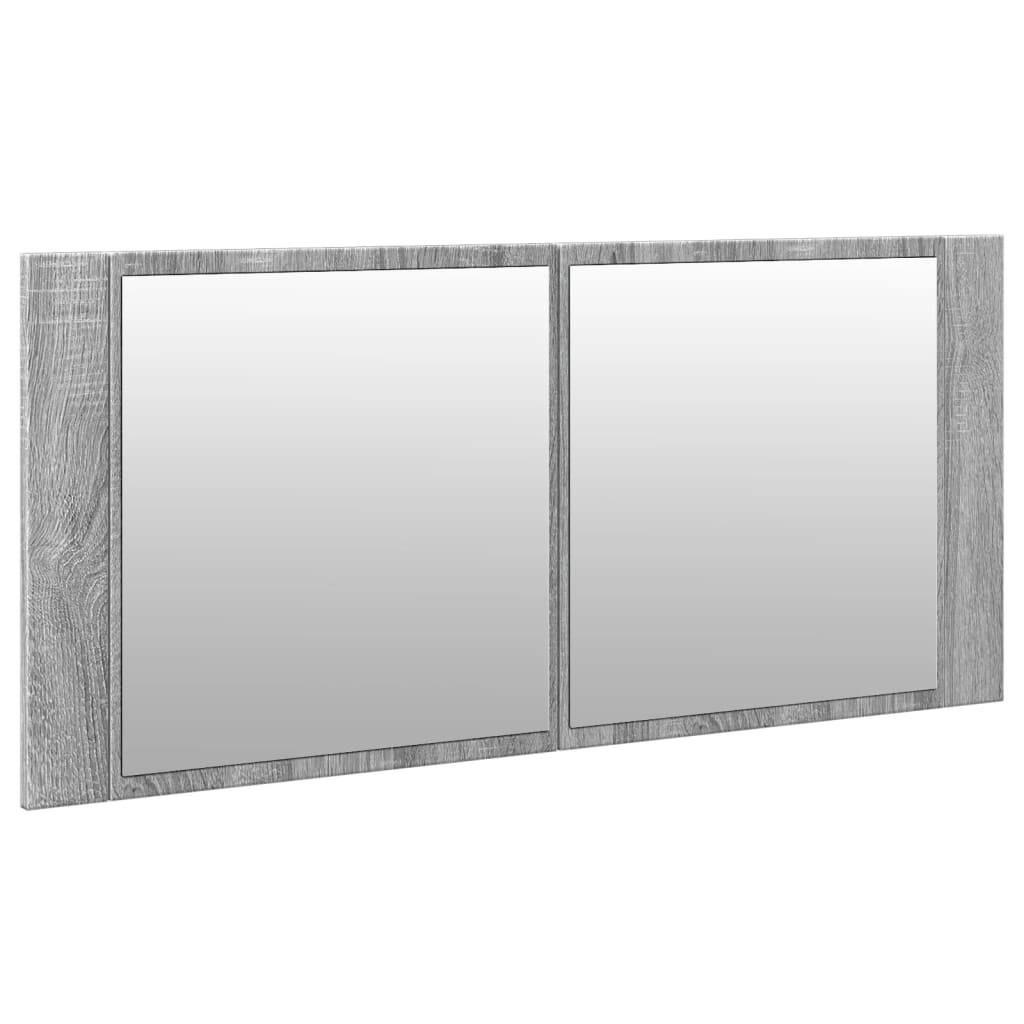 Badrumsspegel Spegelskåp LED Sonoma Grå 100x12x45 cm