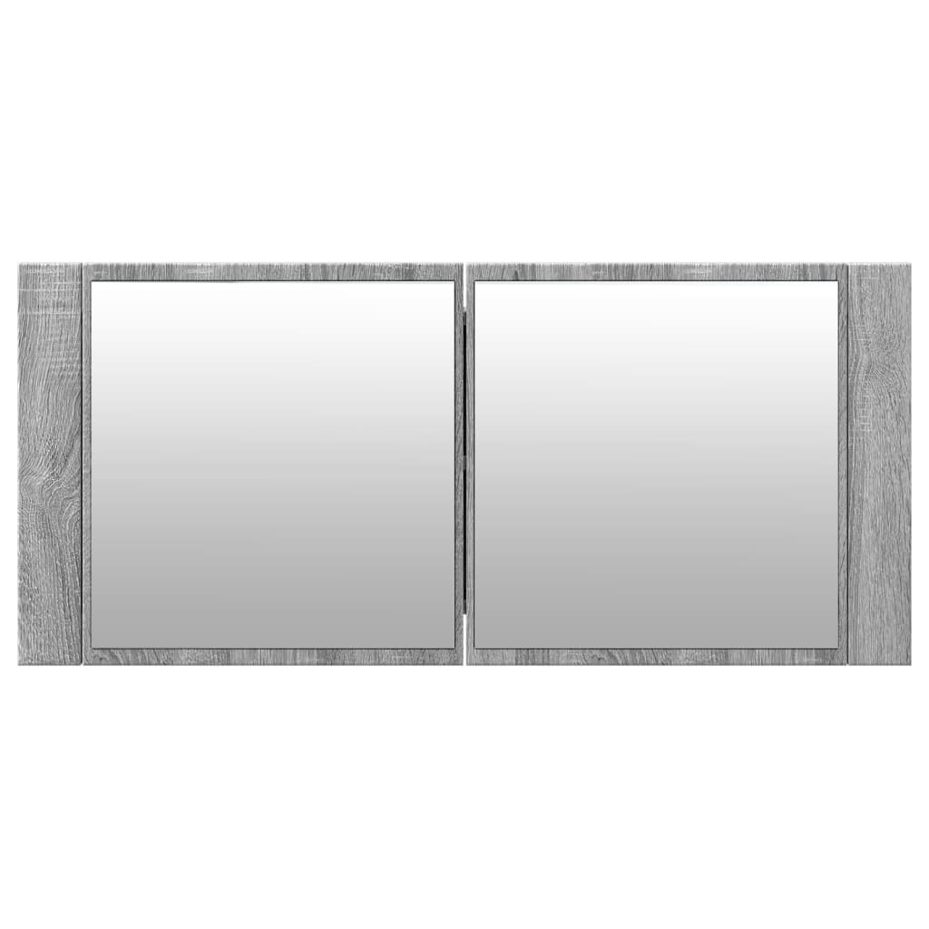 Badrumsspegel Spegelskåp LED Sonoma Grå 100x12x45 cm
