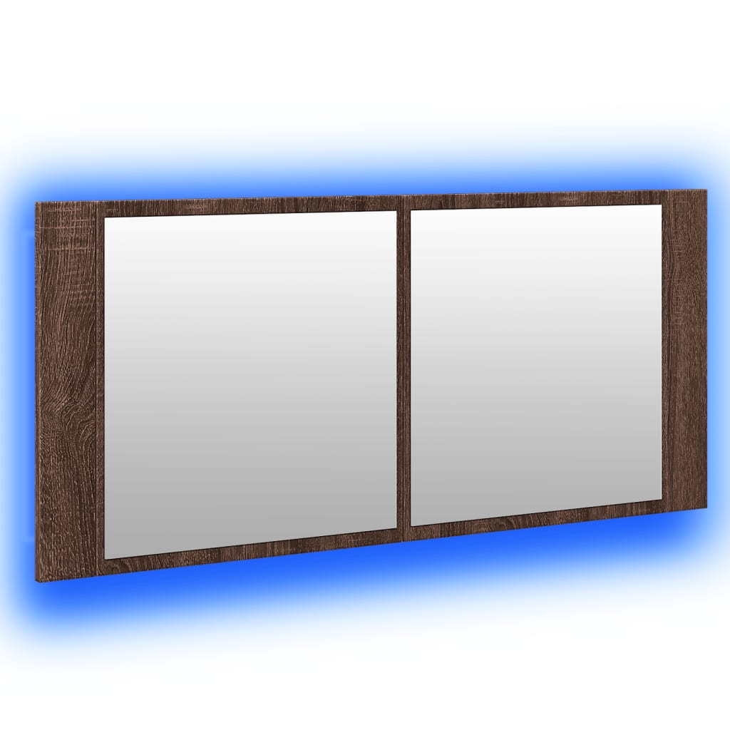 Badrumsspegel Spegelskåp LED Brun Ek 100x12x45 cm