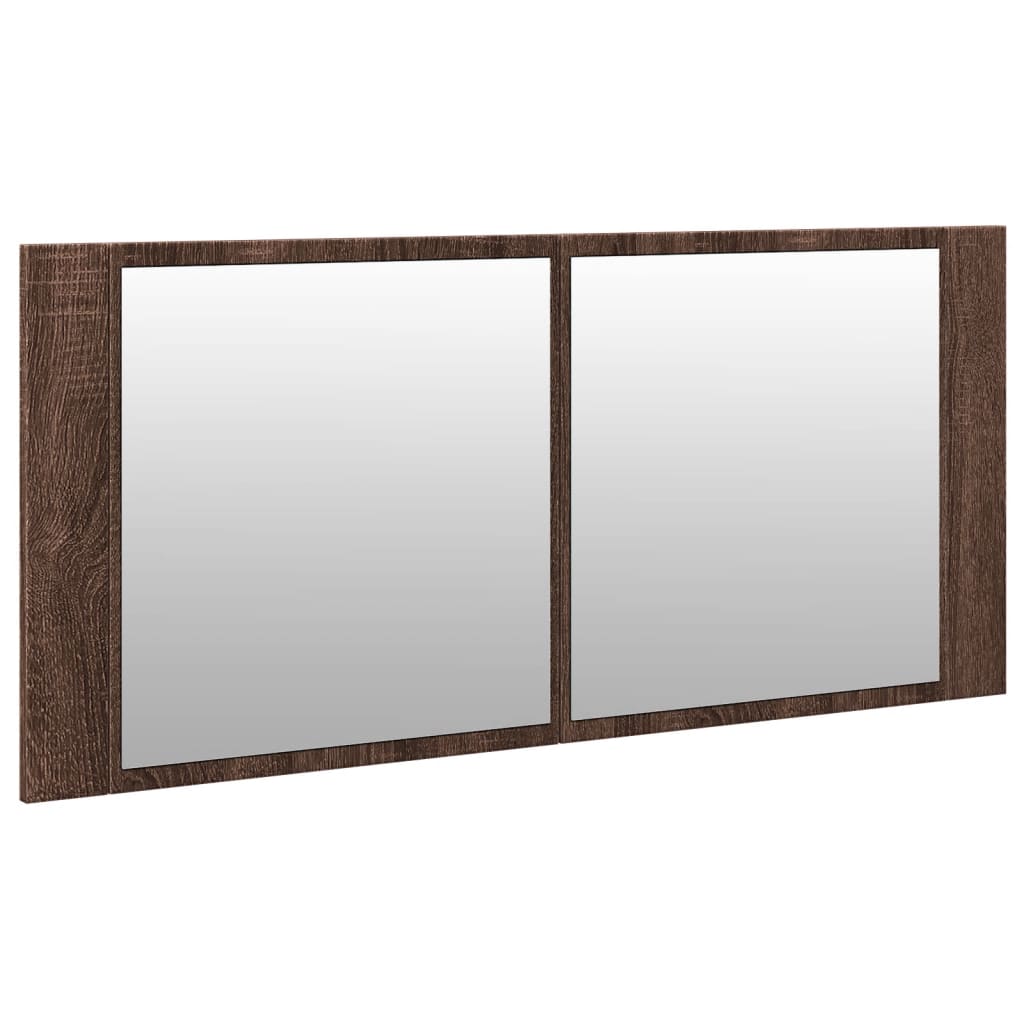 Badrumsspegel Spegelskåp LED Brun Ek 100x12x45 cm