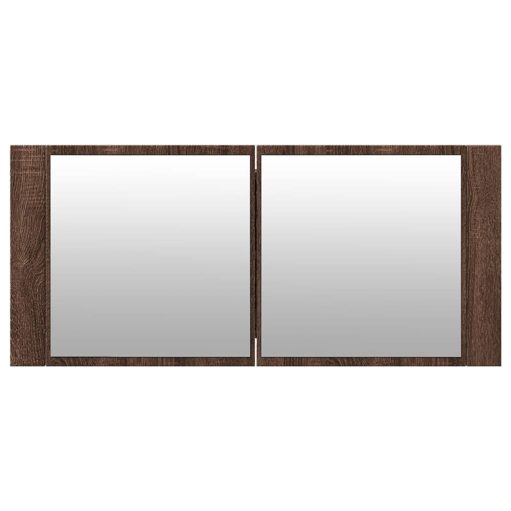 Badrumsspegel Spegelskåp LED Brun Ek 100x12x45 cm