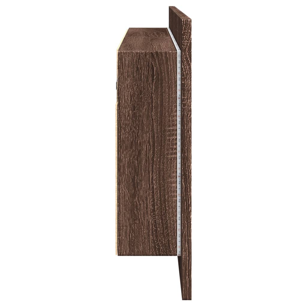 Badrumsspegel Spegelskåp LED Brun Ek 100x12x45 cm