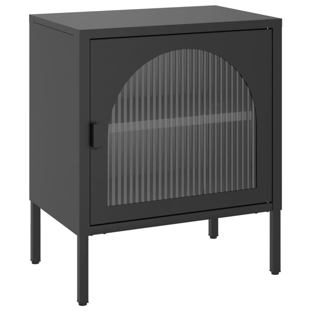 Sängbord 2 st svart 50x35x60 cm glas och stål