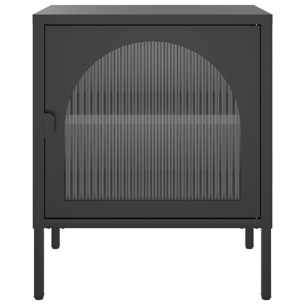 Sängbord 2 st svart 50x35x60 cm glas och stål