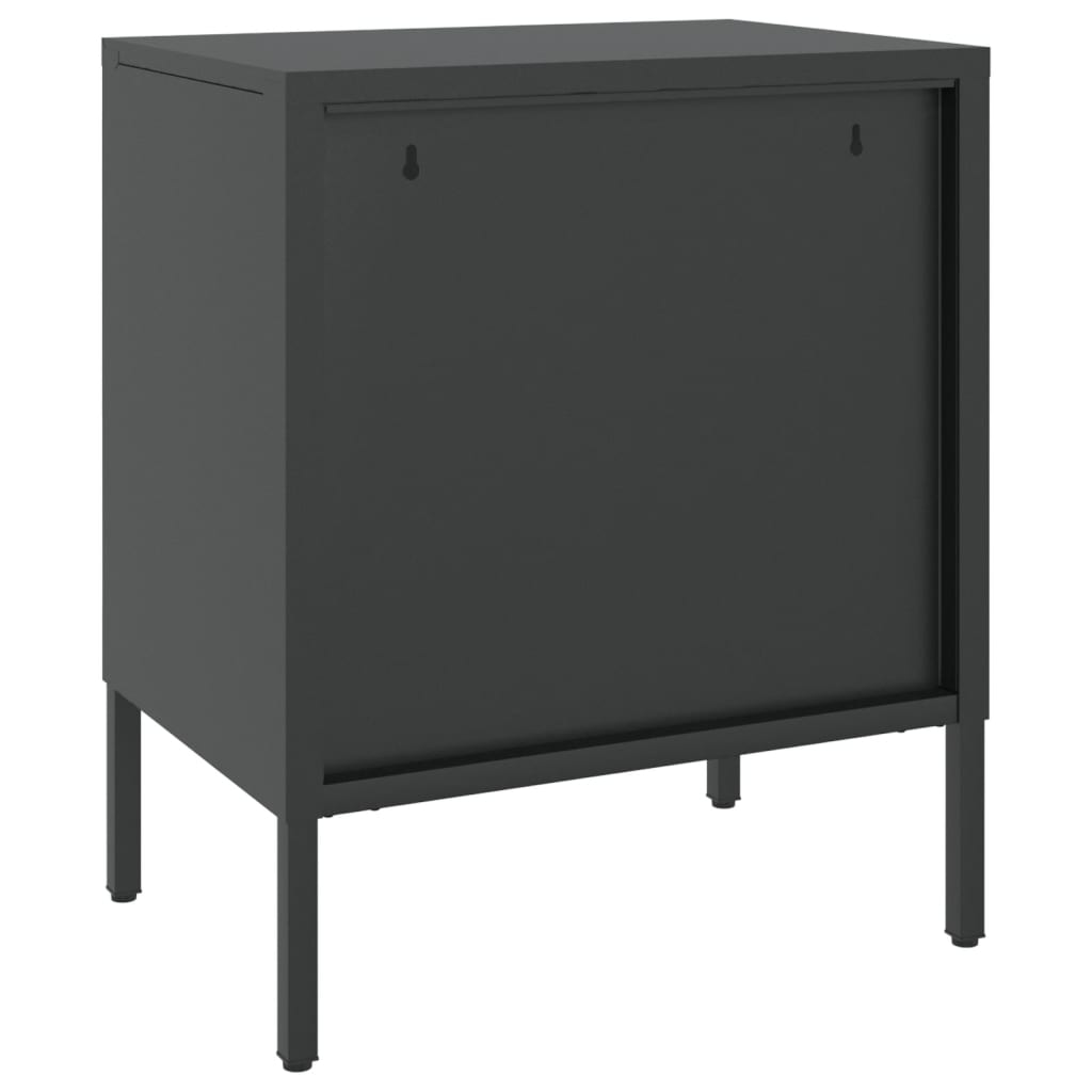 Sängbord 2 st svart 50x35x60 cm glas och stål