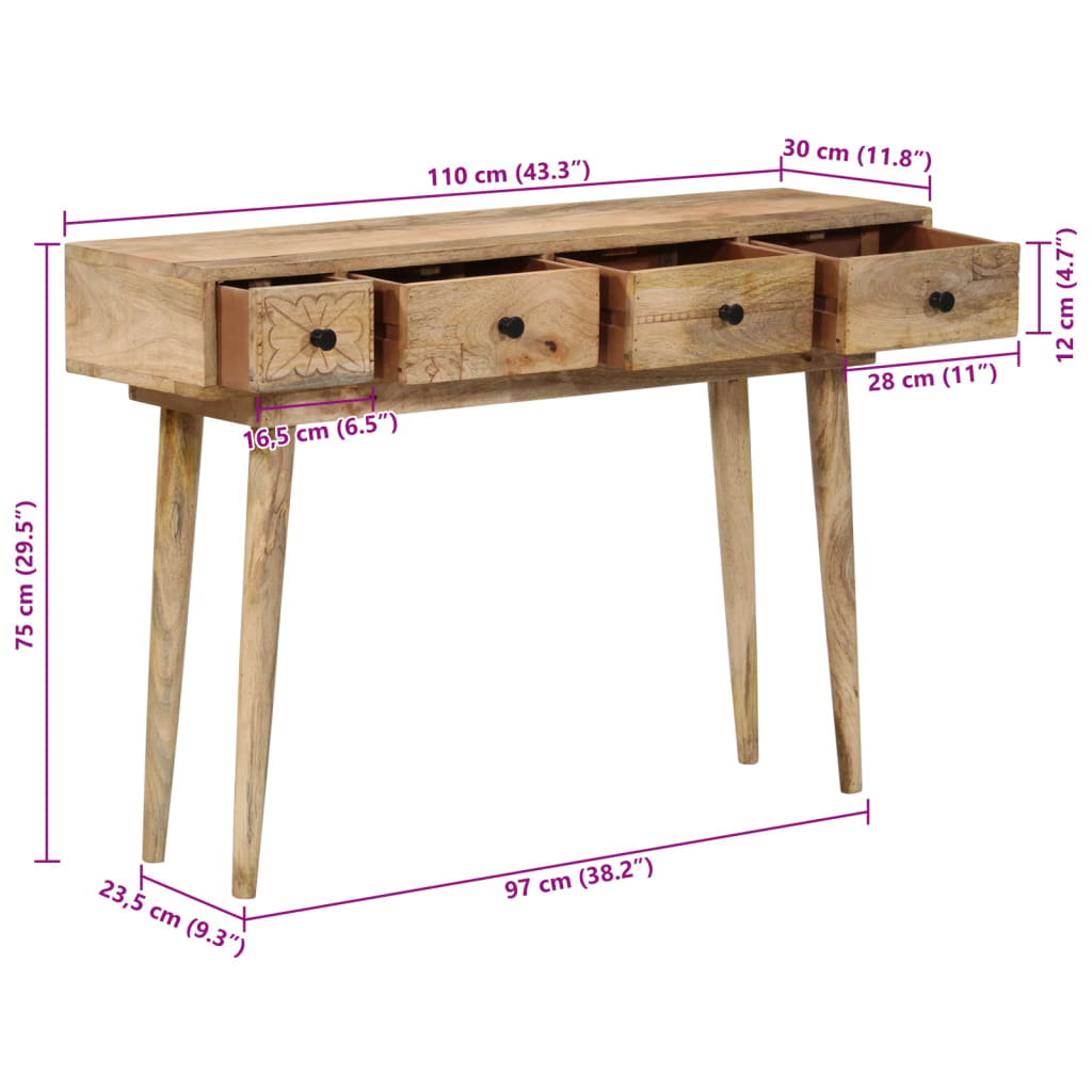 Avlastningsbord Konsollbord Trä 110x30x75 cm massivt mangoträ