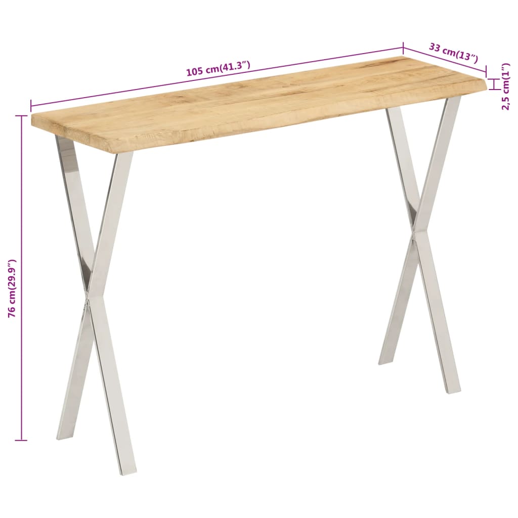 Avlastningsbord Konsollbord Trä med levande kant 105x33x76 cm massivt mangoträ