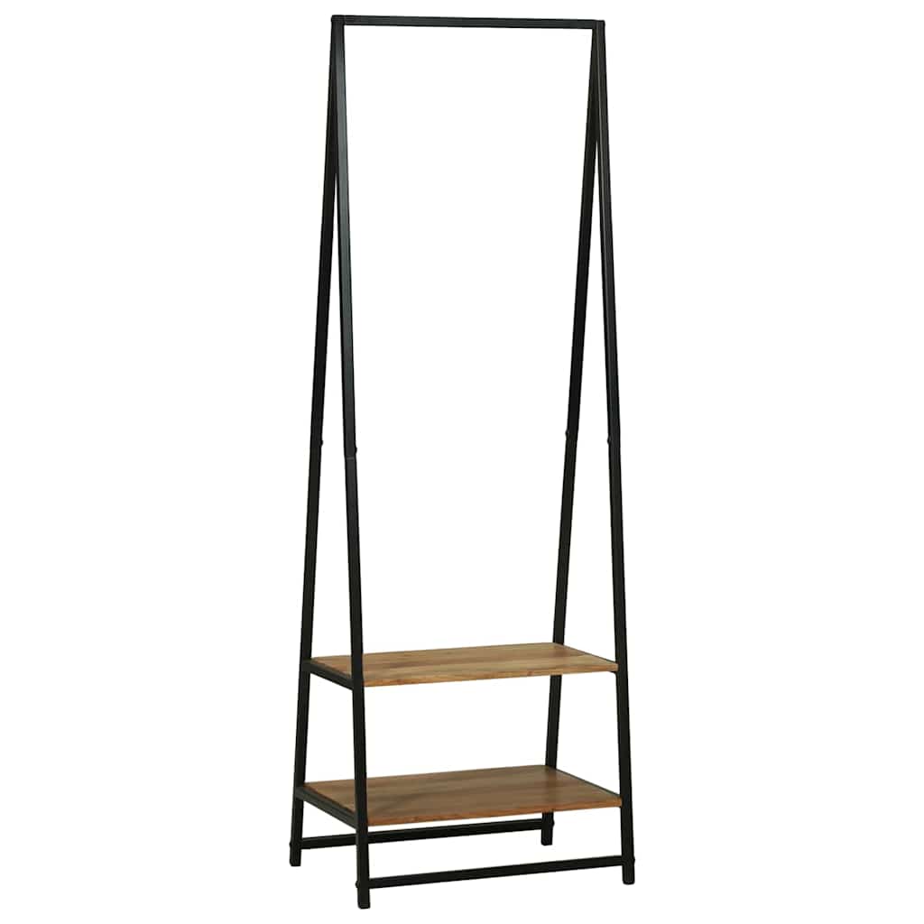 Klädhängare med hylla Svart 60 x 45 x 180 cm Massivt akaciaträ