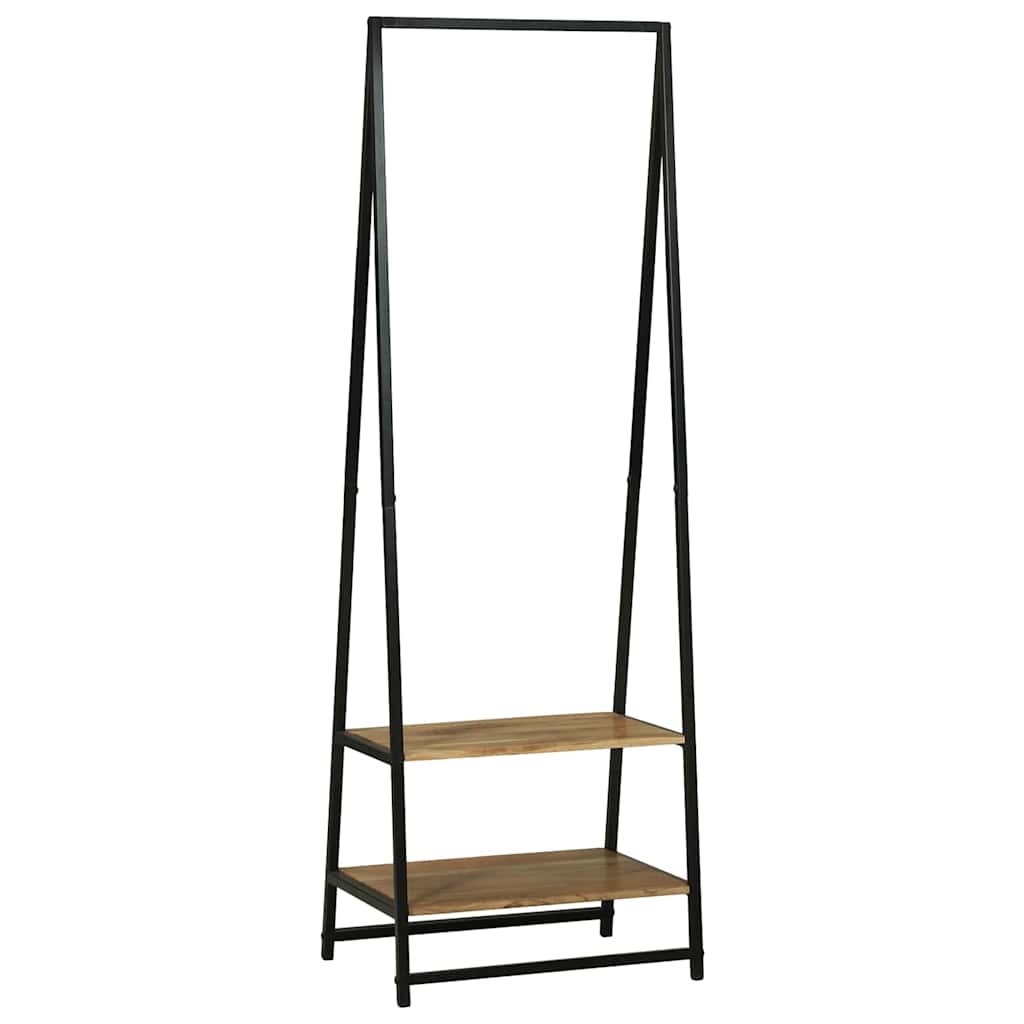 Klädhängare med hylla Svart 60 x 45 x 180 cm Massivt akaciaträ