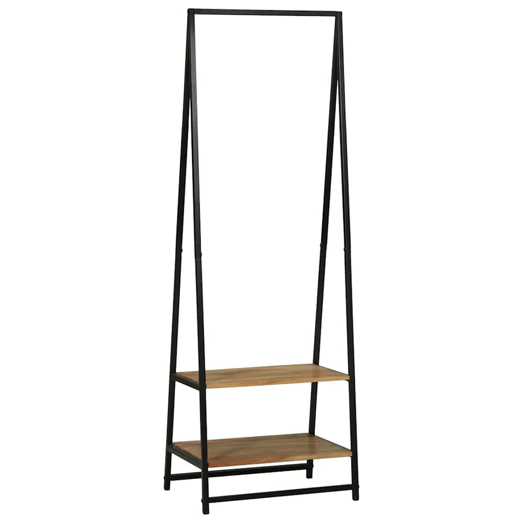 Klädhängare med hylla Svart 60 x 45 x 180 cm Massivt akaciaträ