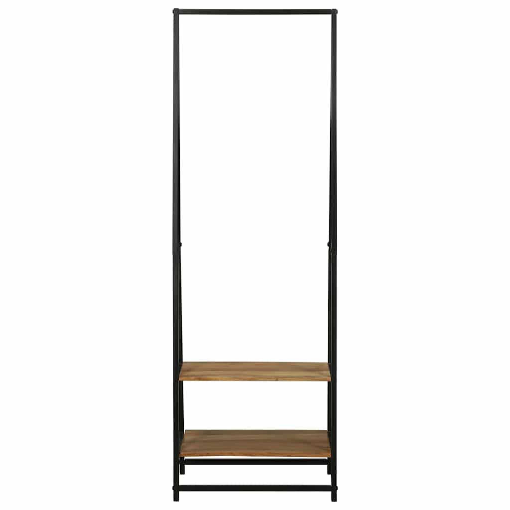 Klädhängare med hylla Svart 60 x 45 x 180 cm Massivt akaciaträ