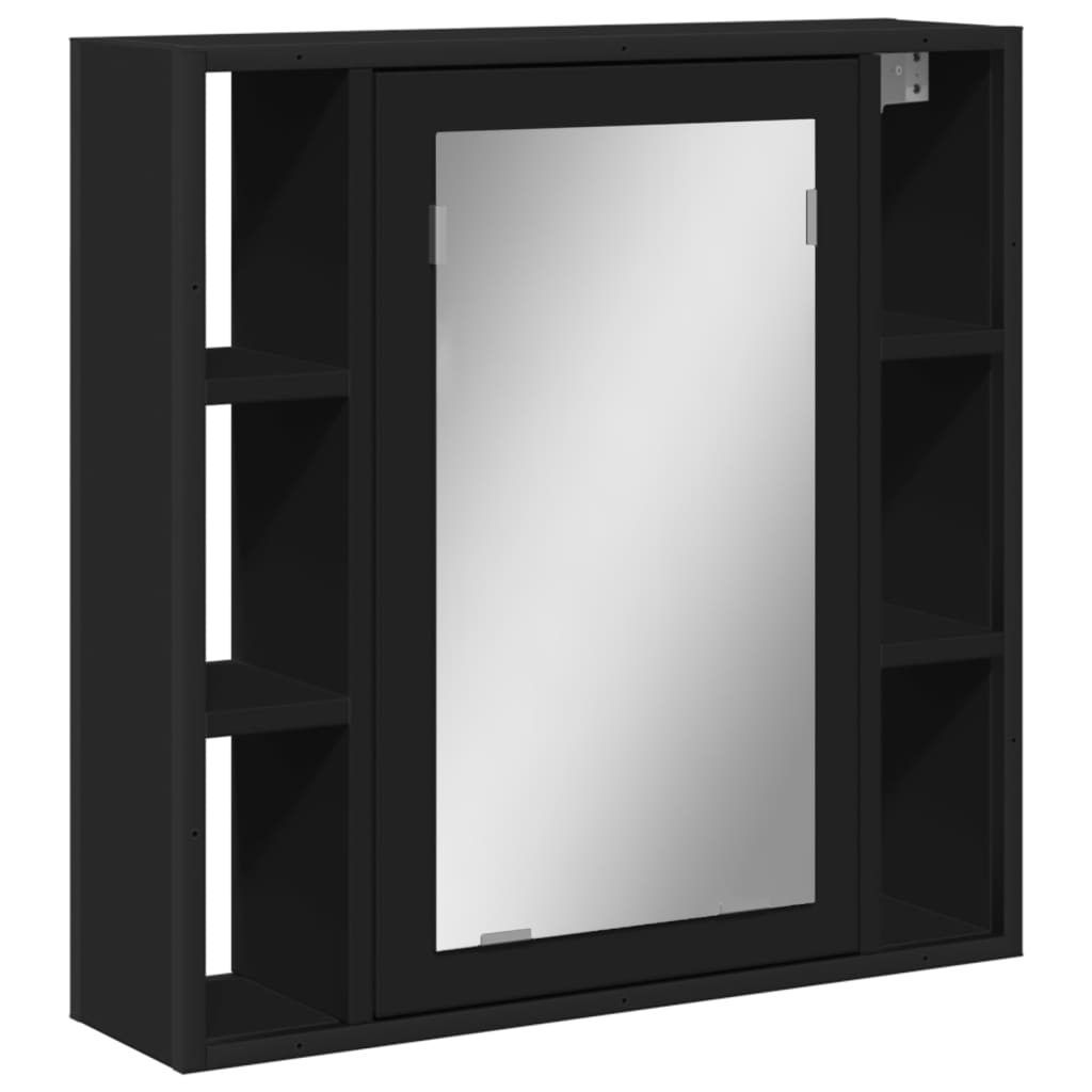Badrumsspegel Spegelskåp Svart 60x16x60 cm