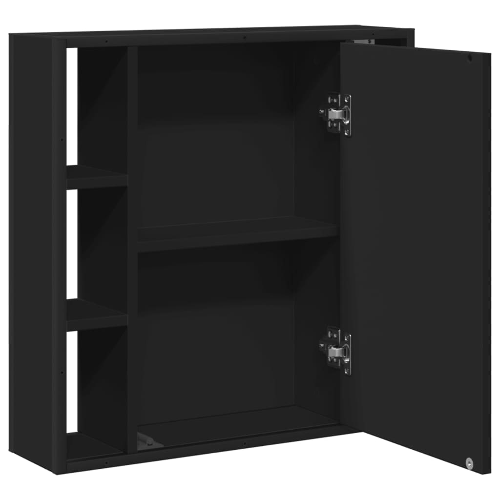 Badrumsspegel Spegelskåp Svart 60x16x60 cm