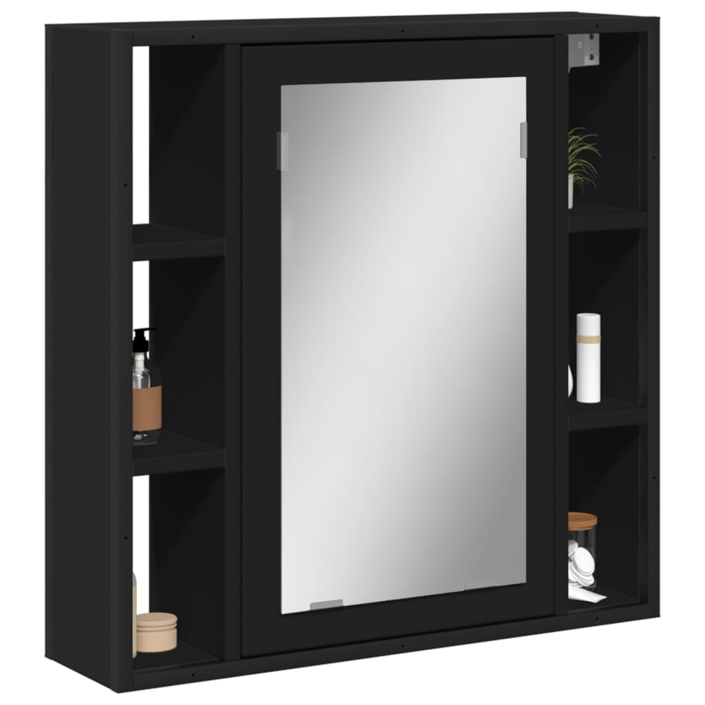 Badrumsspegel Spegelskåp Svart 60x16x60 cm