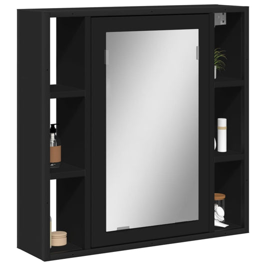 Badrumsspegel Spegelskåp Svart 60x16x60 cm