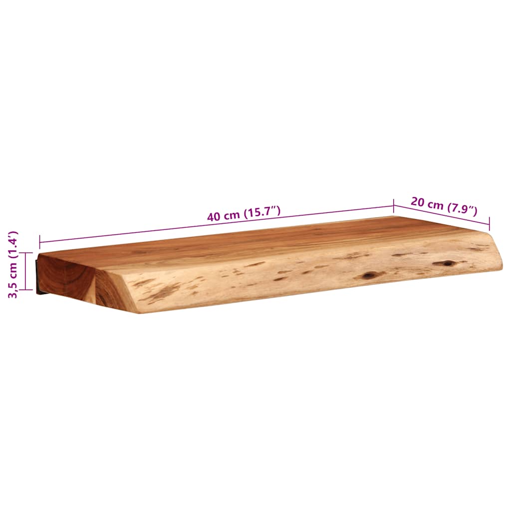 Vägghylla Trä 2 st 40x20x3,5 cm massivt Trä akacia