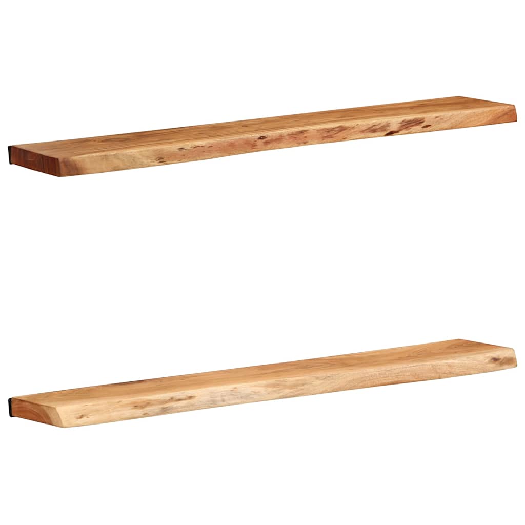 Vägghylla Trä 2 st 100x20x3,5 cm massivt Trä akacia