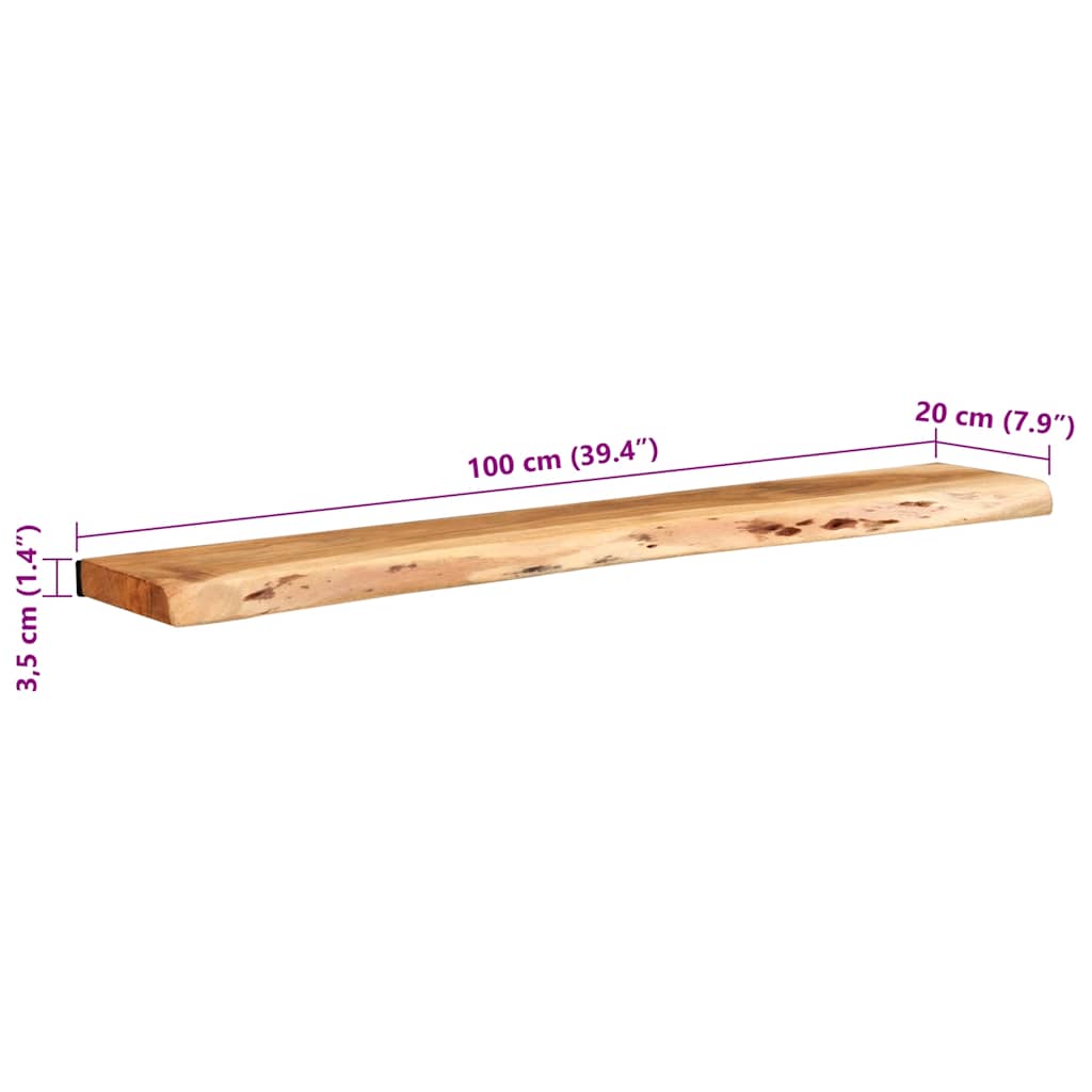 Vägghylla Trä 2 st 100x20x3,5 cm massivt Trä akacia
