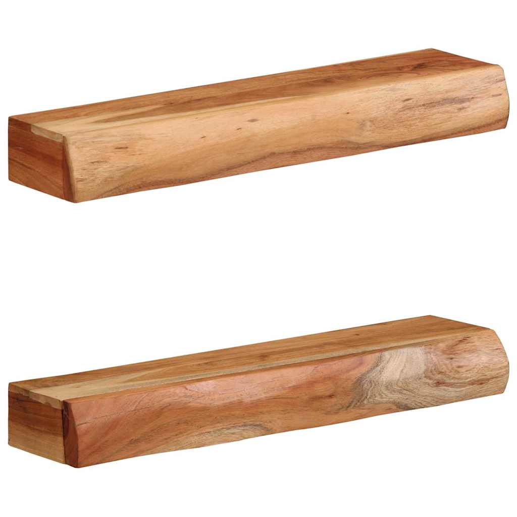 Vägghylla Trä 2 st 60x17x8 cm massivt Trä akacia