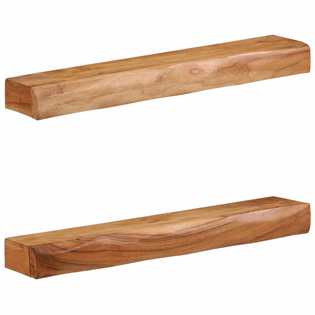 Vägghylla Trä 2 st 80x17x8 cm massivt Trä akacia