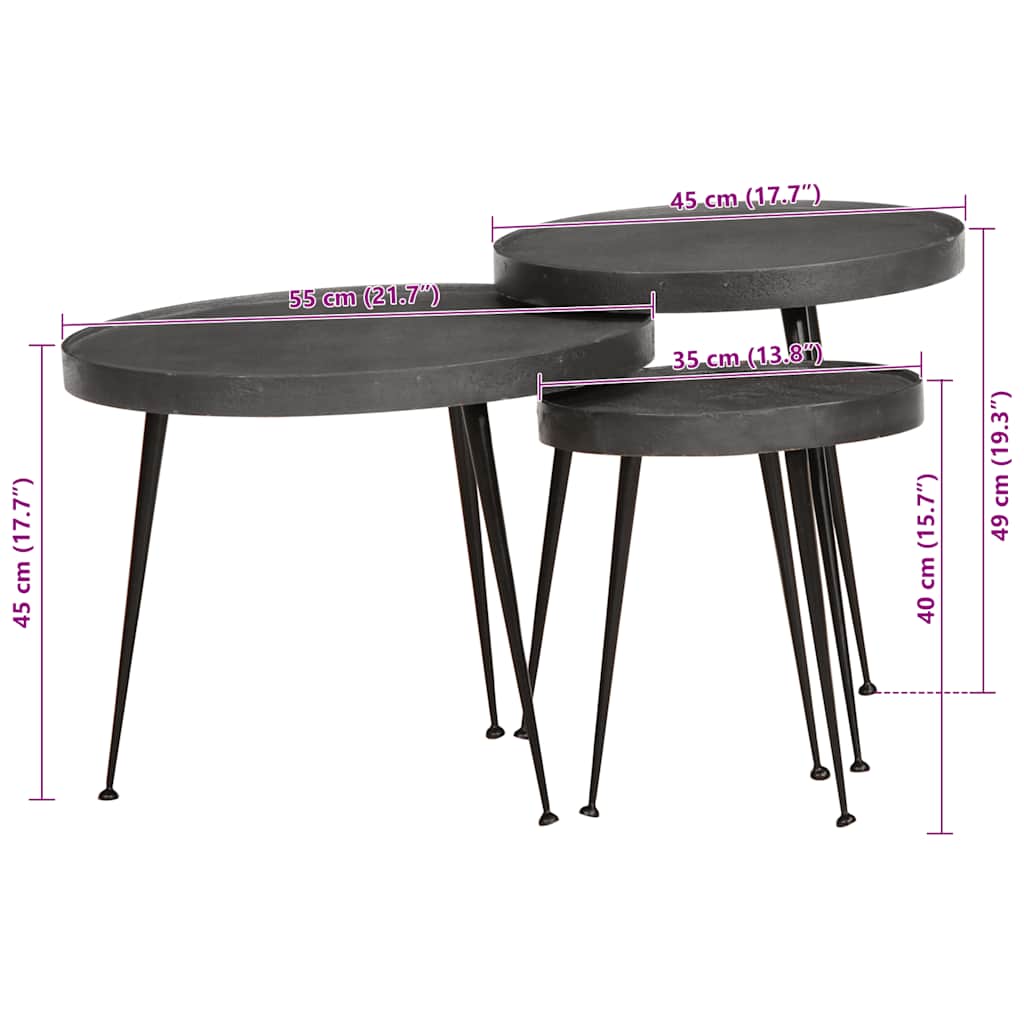 Soffbord Svart 3 delar