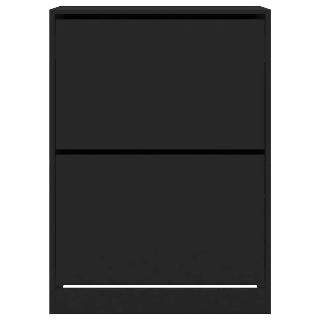 Skoställ Svart Skoskåp med 2 flip-lådor 80x42x108 cm