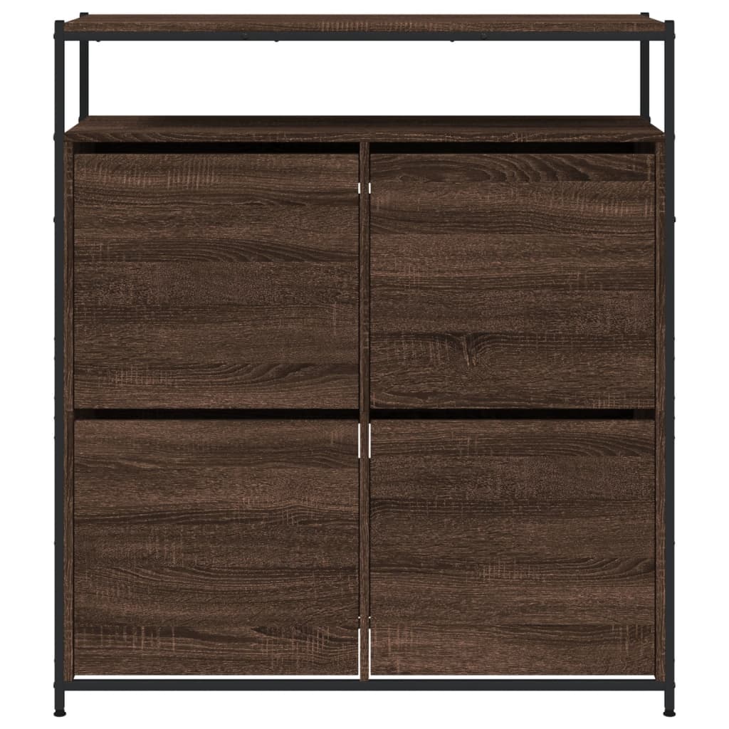 Skoställ Brun med 4 flip-lådor 100x34x112 cm