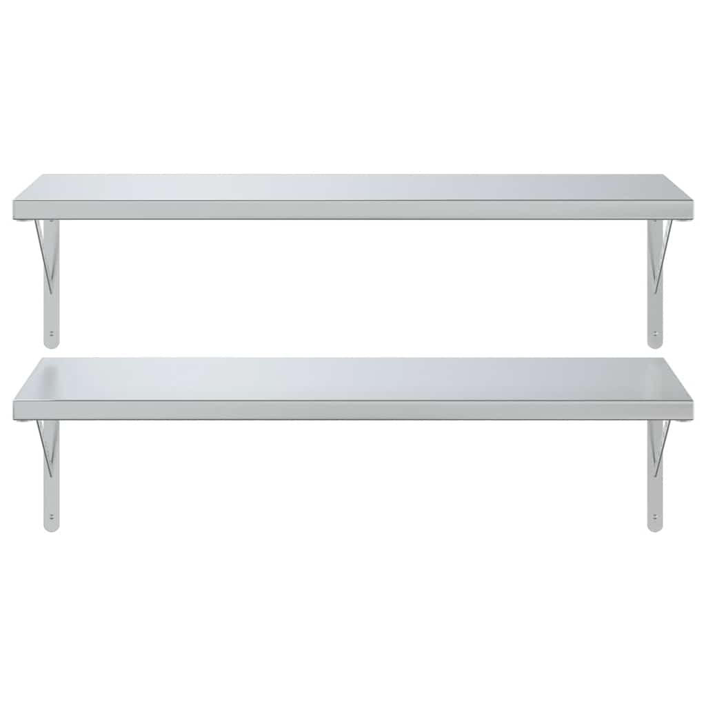 Vägghyllor 2 st 100x40 cm silver rostfritt stål