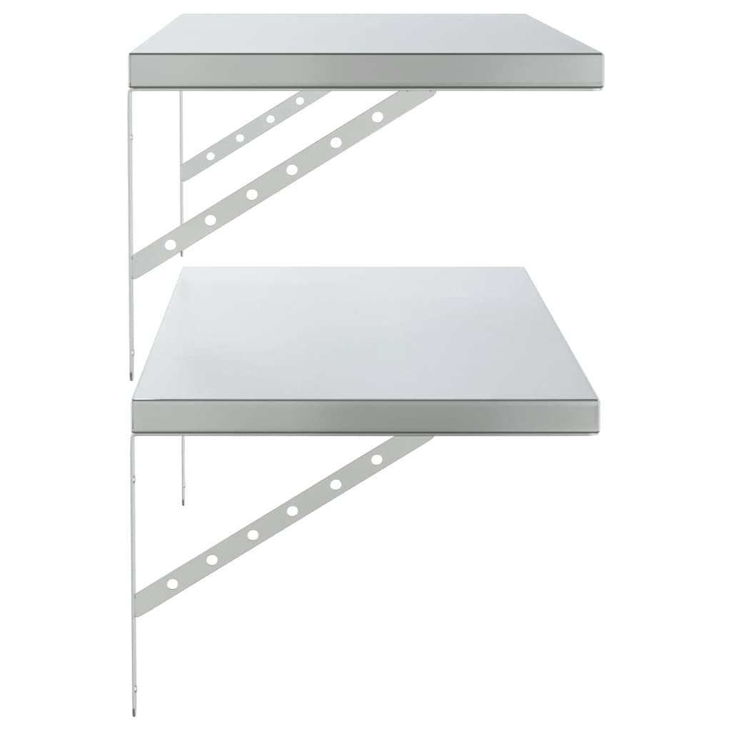 Vägghyllor 2 st 100x40 cm silver rostfritt stål