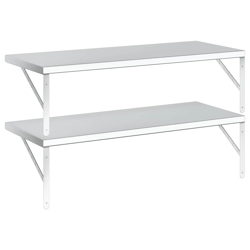 Vägghyllor 2 st 100x40 cm silver rostfritt stål