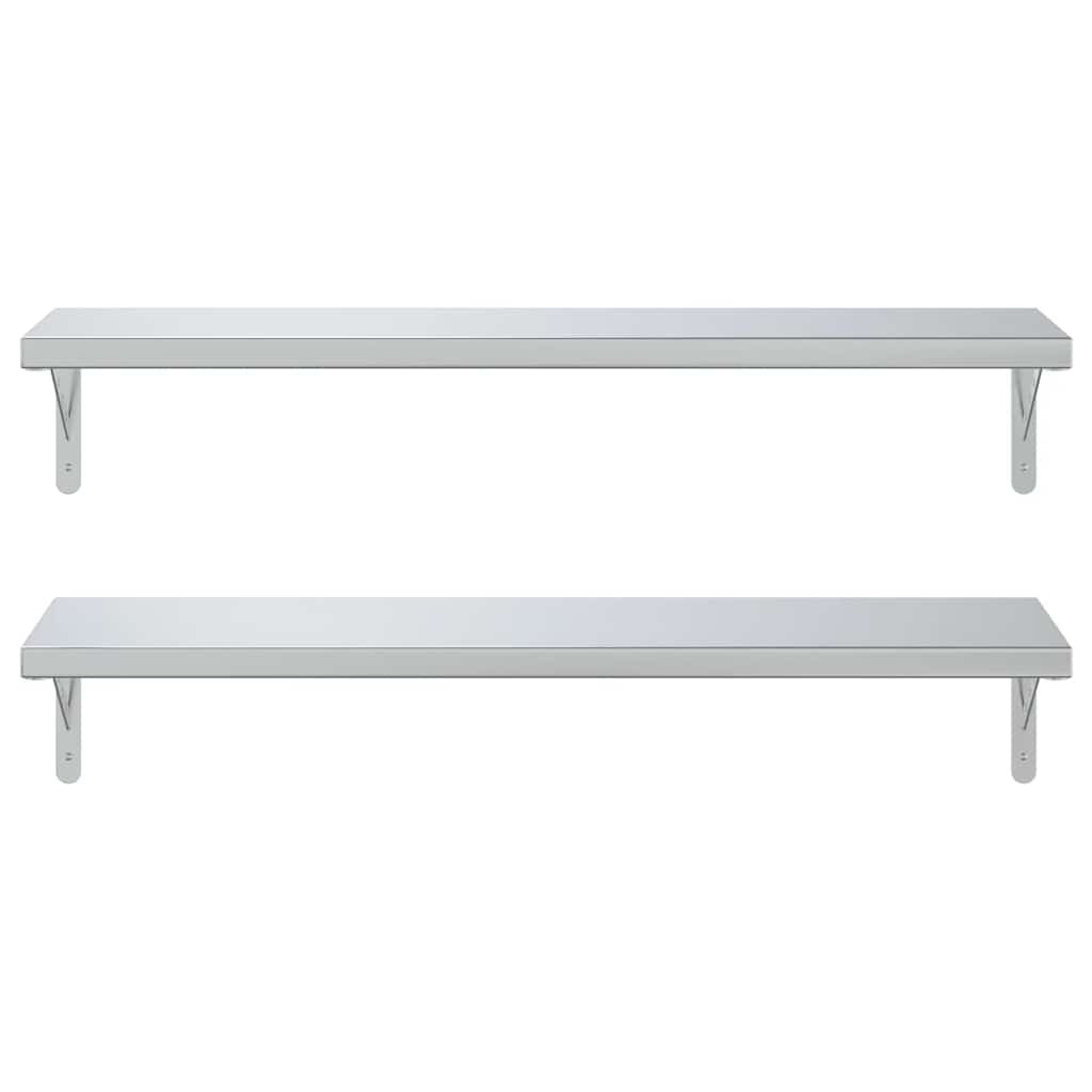 Vägghylla DIV. 2 st 100x30 cm silver rostfritt stål