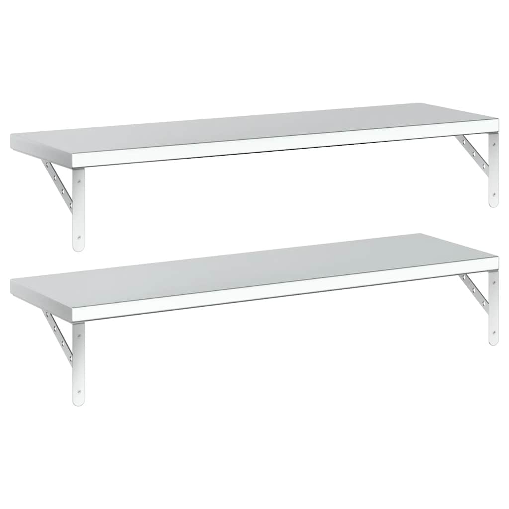 Vägghylla DIV. 2 st 100x30 cm silver rostfritt stål