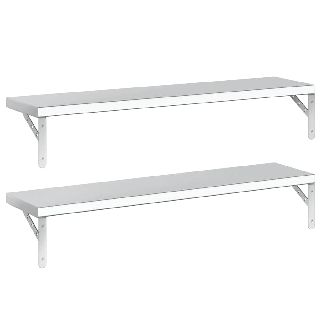 Vägghyllor 2 st 100x23,5 cm silver rostfritt stål