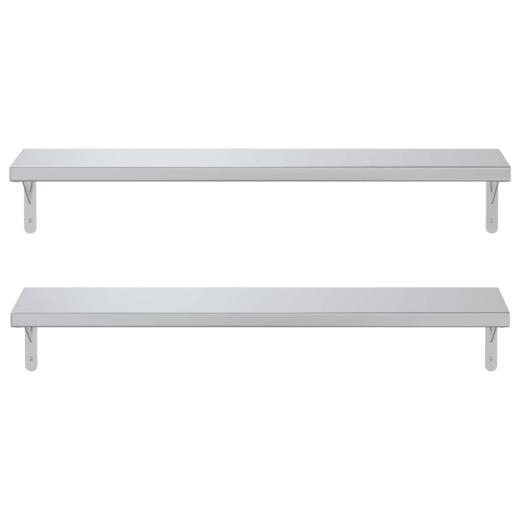 Vägghyllor 2 st 100x23,5 cm silver rostfritt stål