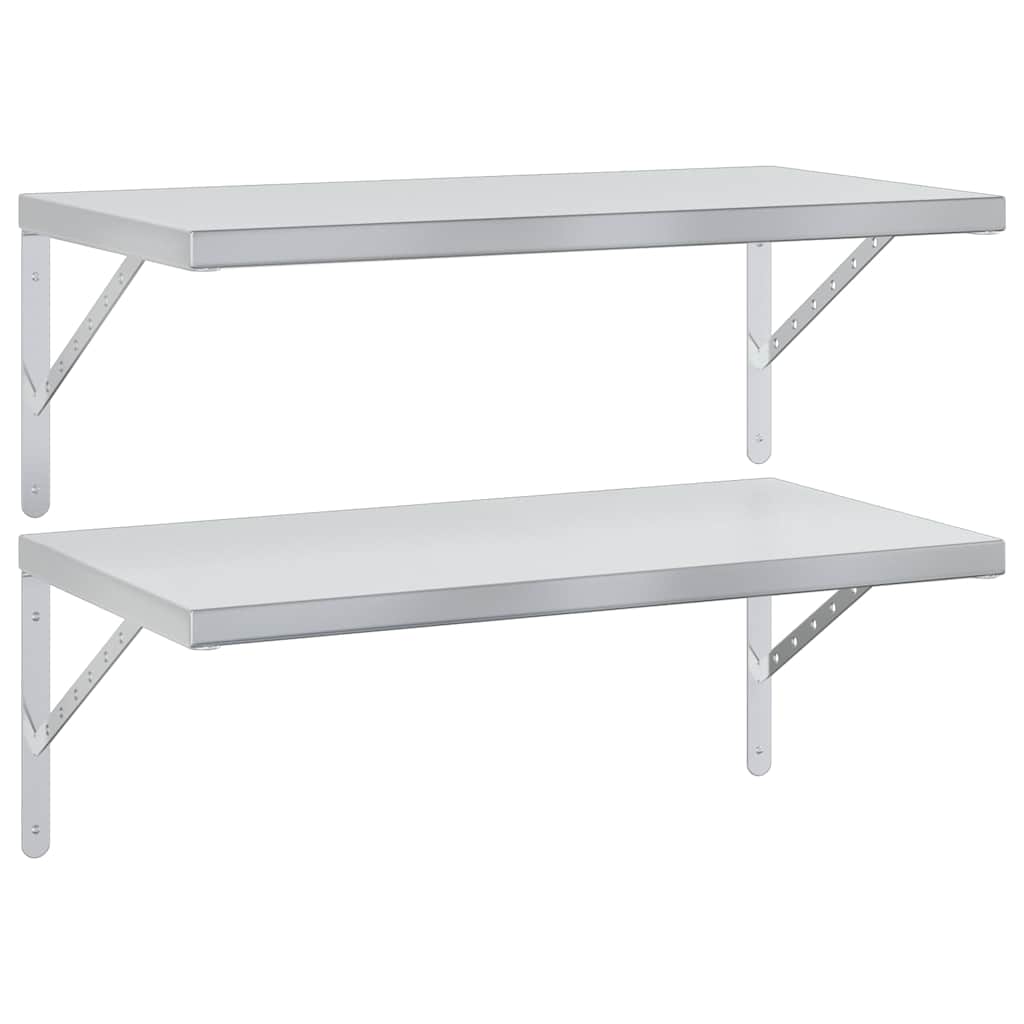 Vägghylla DIV. 2 st 75x40 cm silver rostfritt stål
