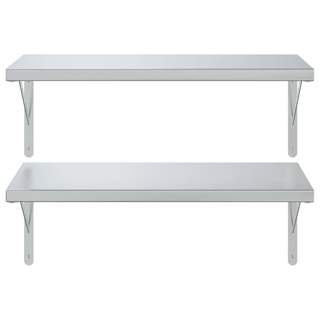 Vägghylla DIV. 2 st 75x40 cm silver rostfritt stål