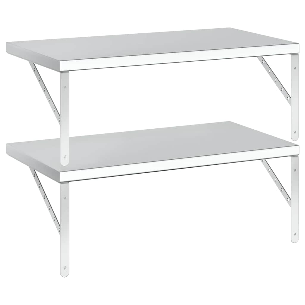 Vägghylla DIV. 2 st 75x40 cm silver rostfritt stål