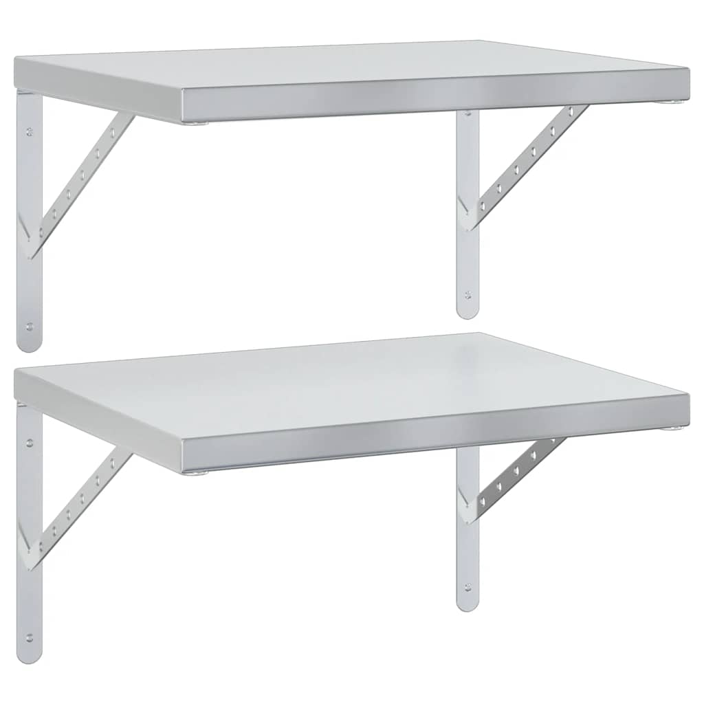 Vägghylla DIV. 2 st 50x40 cm silver rostfritt stål