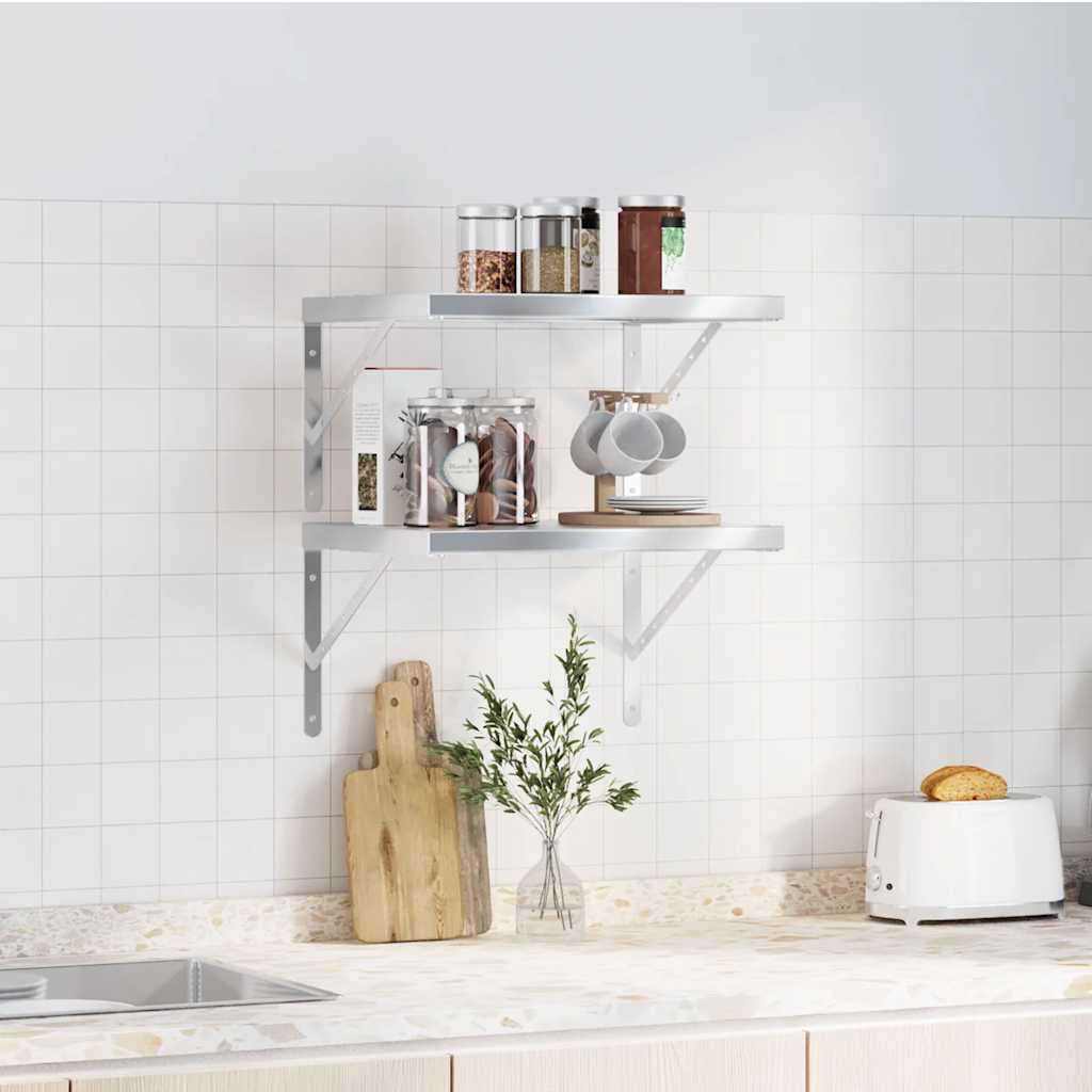 Vägghylla DIV. 2 st 50x40 cm silver rostfritt stål