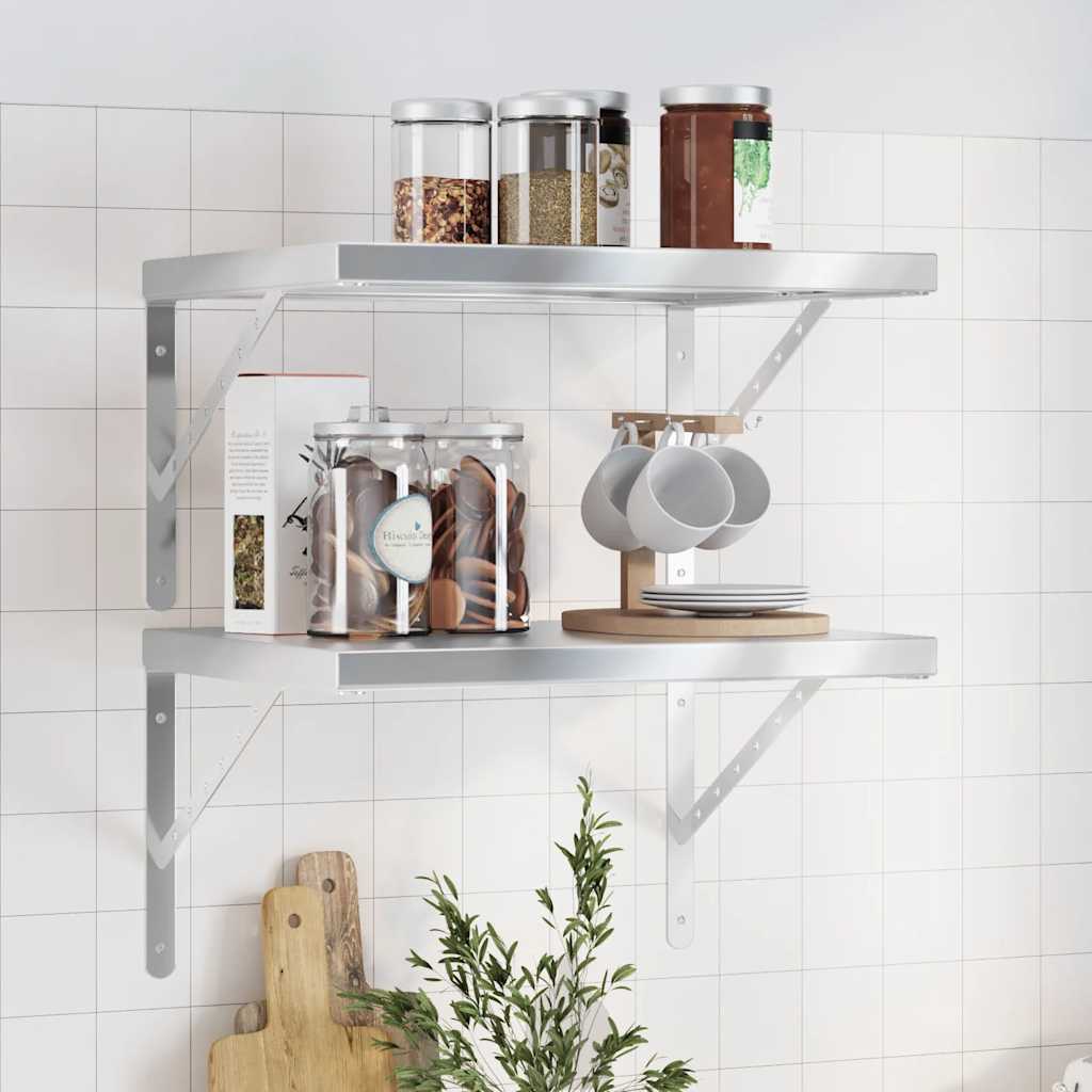 Vägghylla DIV. 2 st 50x40 cm silver rostfritt stål