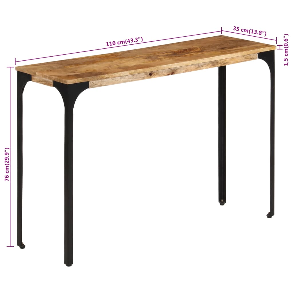 Avlastningsbord Konsollbord Trä Brun 110x35x76 cm massivt mangoträ och järn