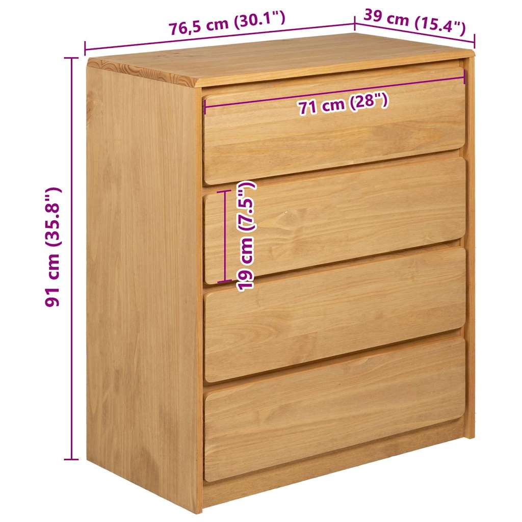 Byrå Trä SAUDA Ek 76,5x39x91 cm massiv furu